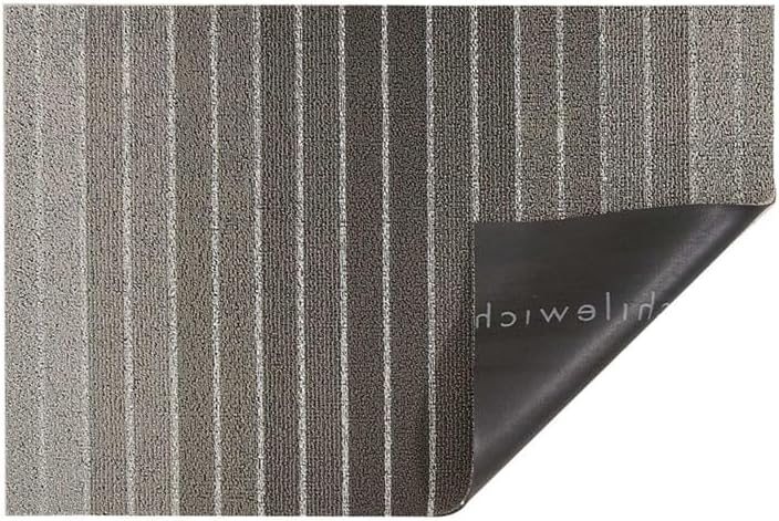 Chilewich Block Stripe Shag Doormat, Taupe - Image 1